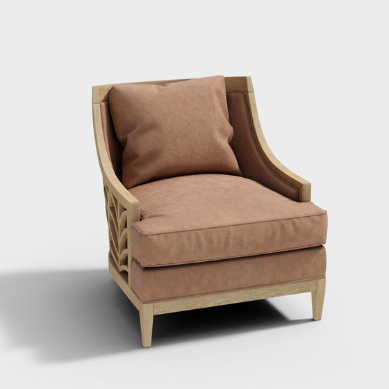 Elegant Low-Polygon Leather Armchair 3D model