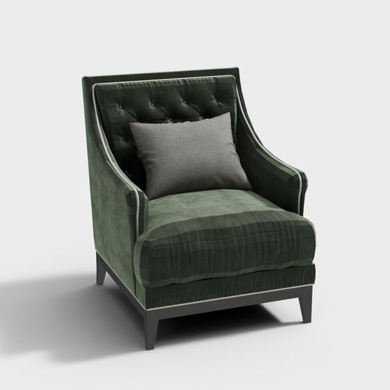 Emerald Green Velvet Sofa 3D model