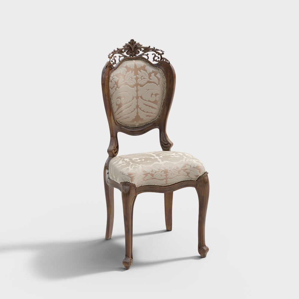 Classic-Modern Fusion Chair 3D Model – Detailed Wood & Cushions