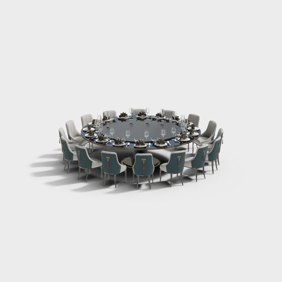 Elegant Round Dining Table 3D model