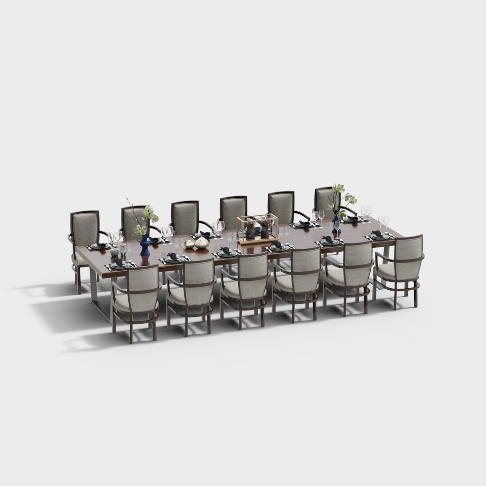 Dinner table and chairs for multiple people