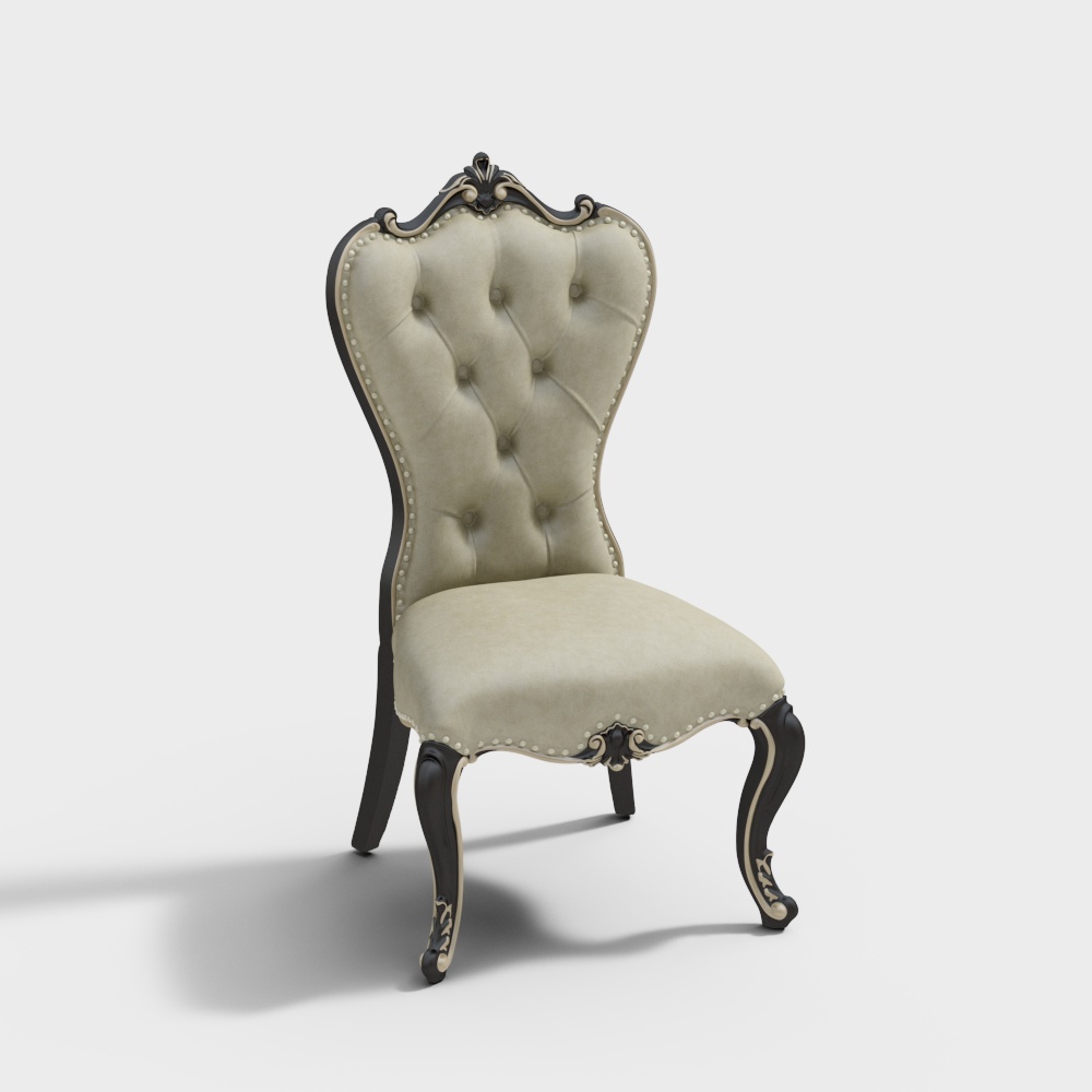 Elegant Classic-Modern Chair 3D Model – Leather & Wood