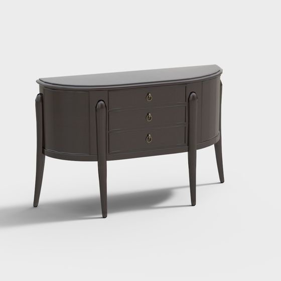 Elegant Half-Round Vanity Table 3D model