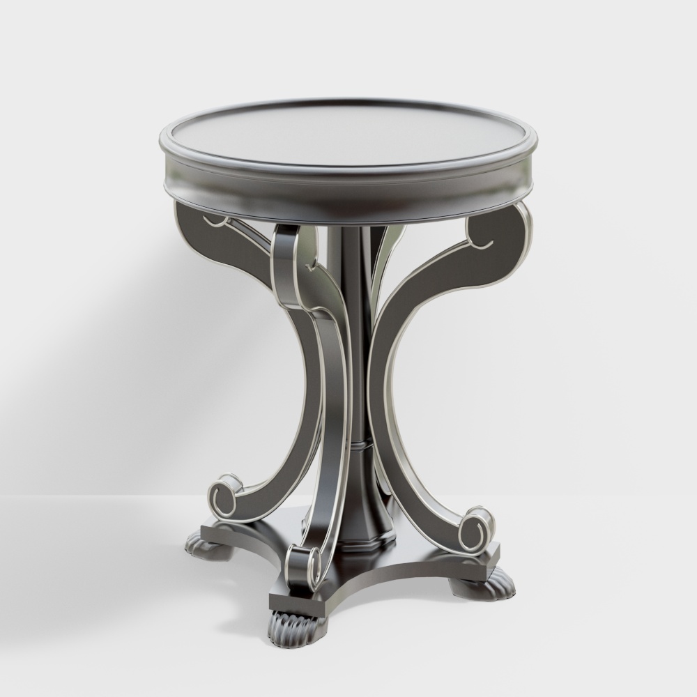 Elegant Round Table 3D Model – Victorian Modern Metal