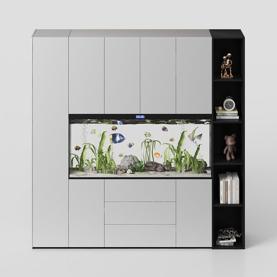 Stylish Low Polygon Aquarium Cabinet 3D model