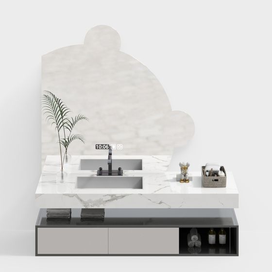 Cloud Bathroom Cabinet 3D model for Modern Interiors