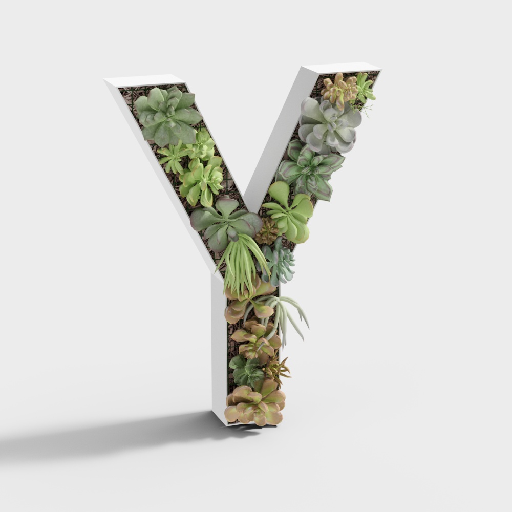3D text Y plant
