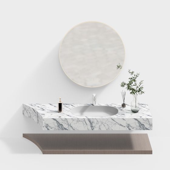 Minimalist Marble Floating Vanity 3D model