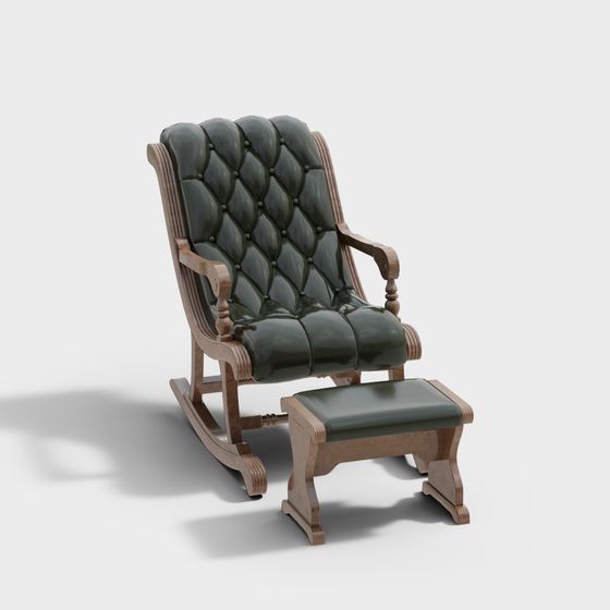 Comfortable American Leather Leisure Rocking Chair 3D Model
