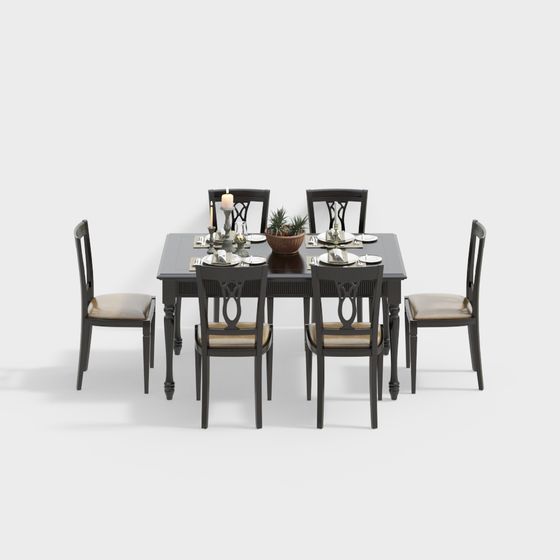 Американская комбинация обеденного стола и стульев из массива дерева