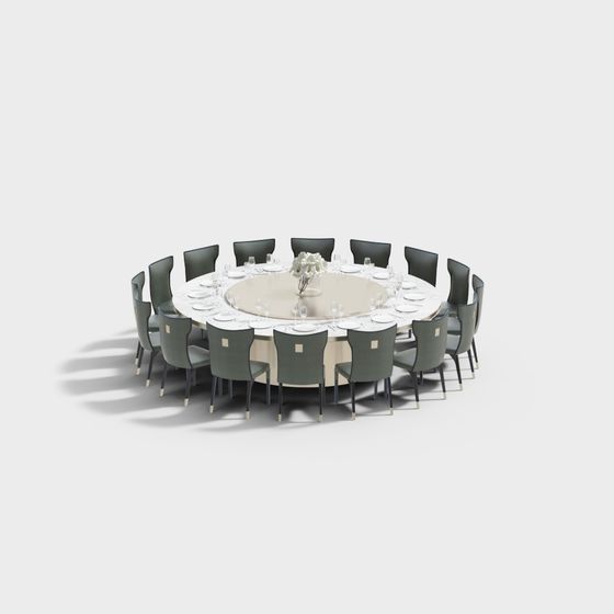 Elegant Round Table and Chair Set 3D model