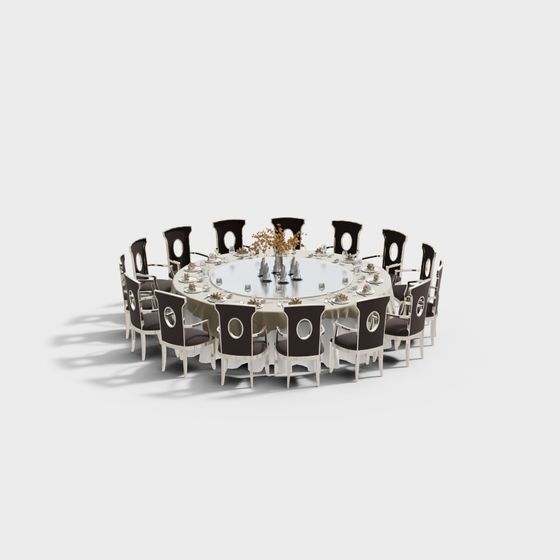 Stylish Round Dining Table 3D model for Modern Spaces