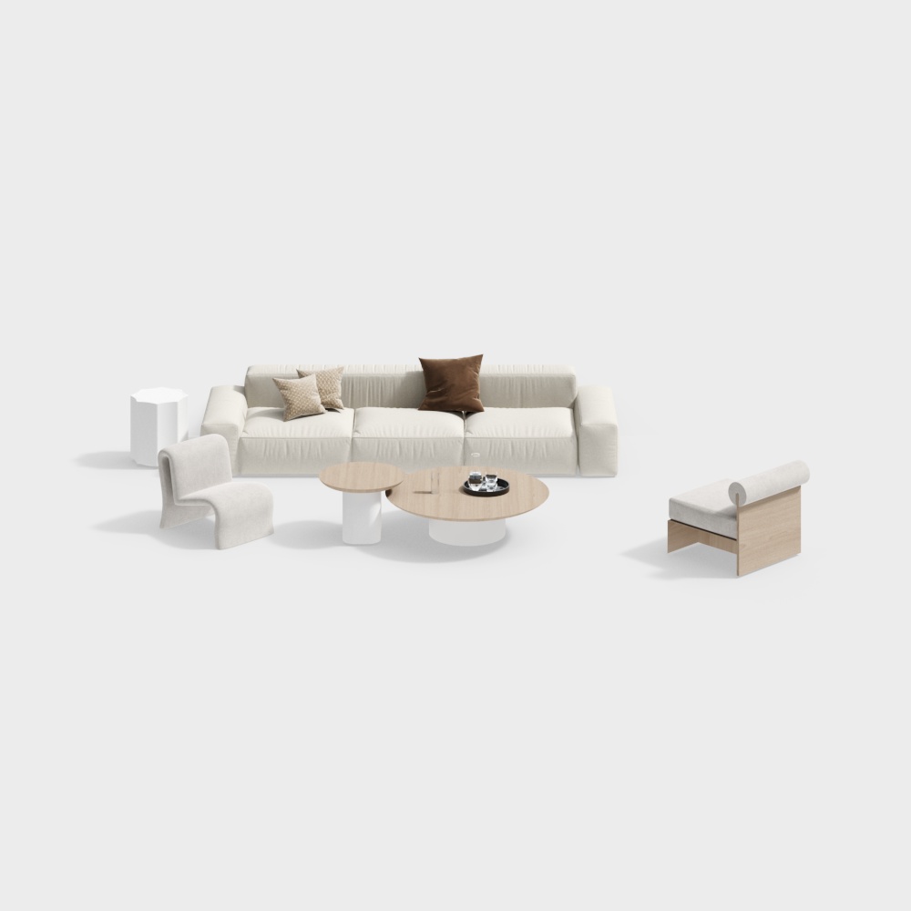 Modern living room multi-person sofa combination