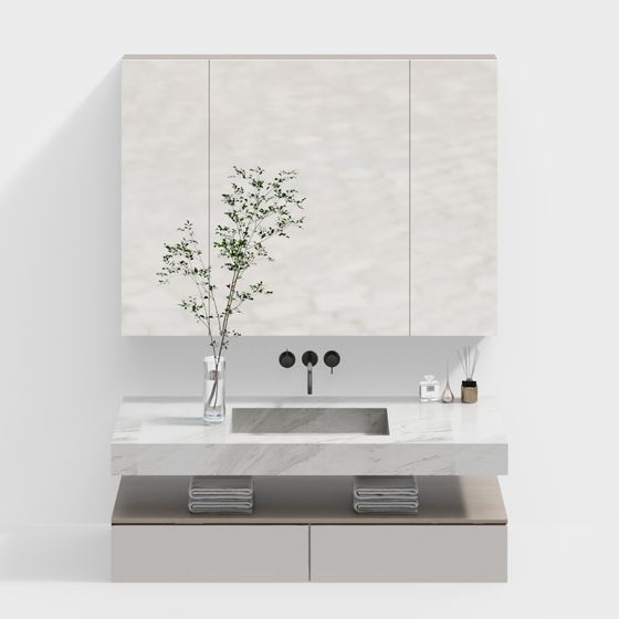 Stylish Bathroom Cabinet 3D model for Modern Interiors