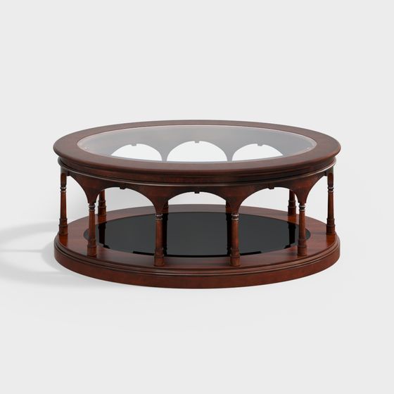 Stylish Retro Oval Coffee Table 3D model