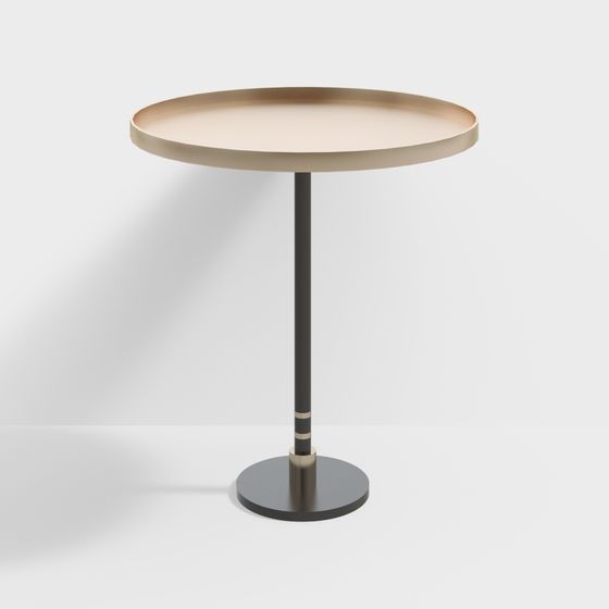 Low Poly Round Table 3D Model – Gold and Black Metal