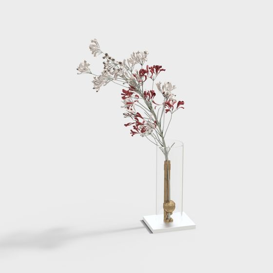 Glass Vase with Dried Flowers 3D model