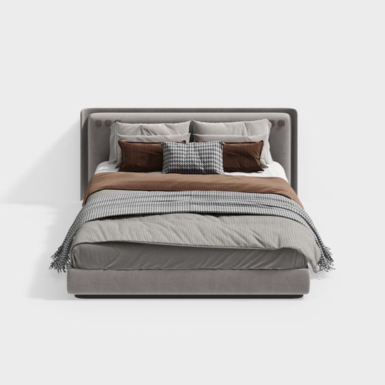 現代簡約風格米色雙人床組合