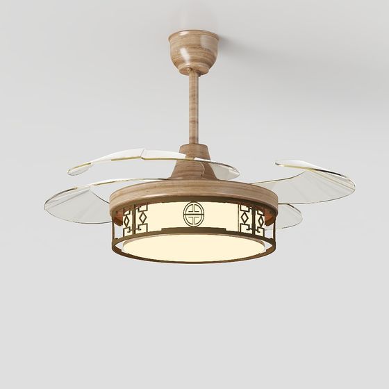 Stylish Ceiling Fan Light 3D model for Modern Interiors
