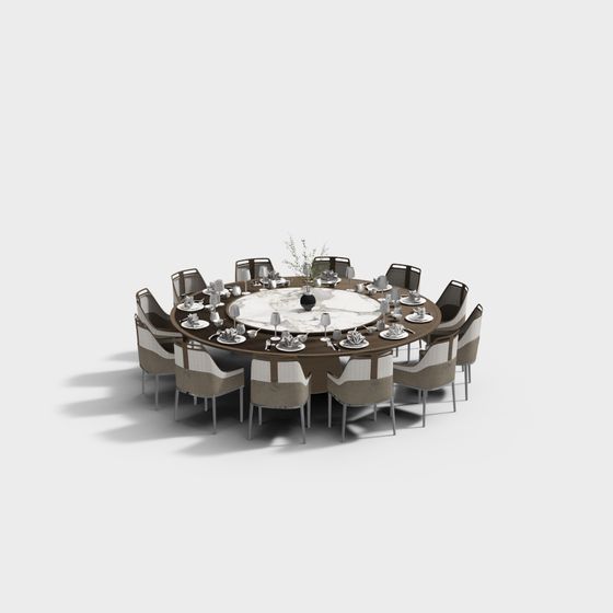 Elegant Round Dining Table 3D model for Modern Interiors