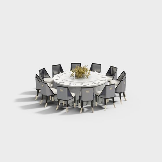 Elegant Round Dining Table 3D model