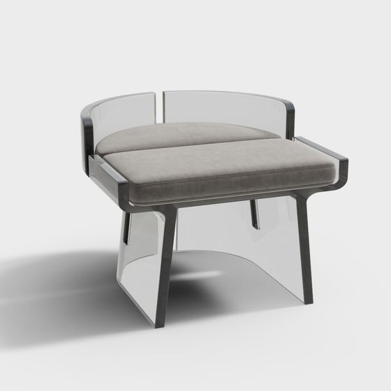 Stylish Transparent Glass Armchair 3D model