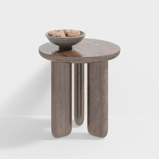 Minimalist Low-Poly Wooden Side Table 3D model