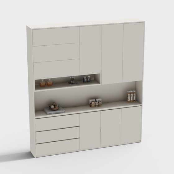 Beige Modern Decorative Bookshelf 3D Model