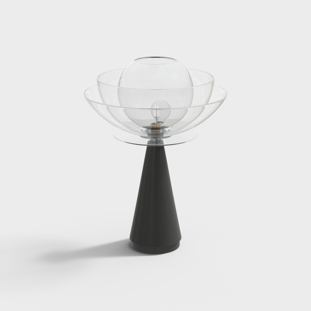 Stylish Glass Table Lamp 3D Model – Transparent Bloom Shade