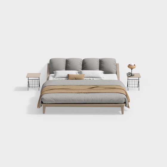 Elegant Low-Poly Bed 3D Model Design