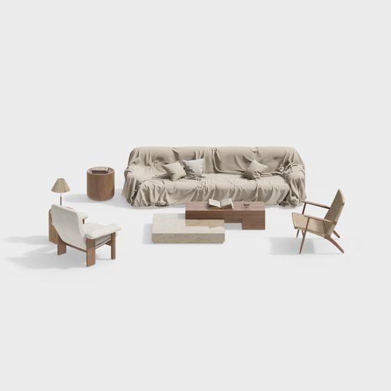 Modern Minimalist 3D Furniture Set Model