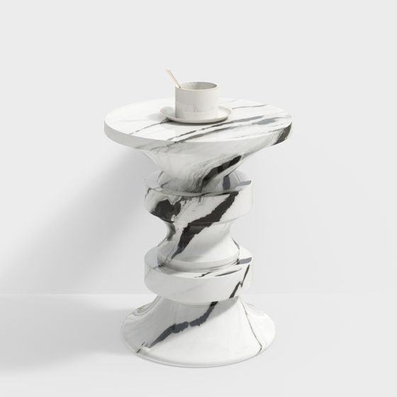 Spiral Marble Side Table 3D model for Elegant Interiors