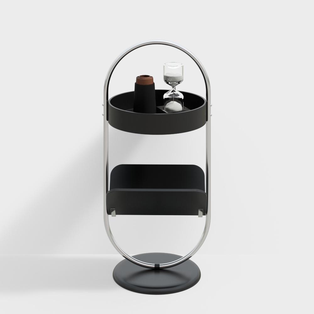 Urban Elegance Side Table 3D Model – Black & White Metallic