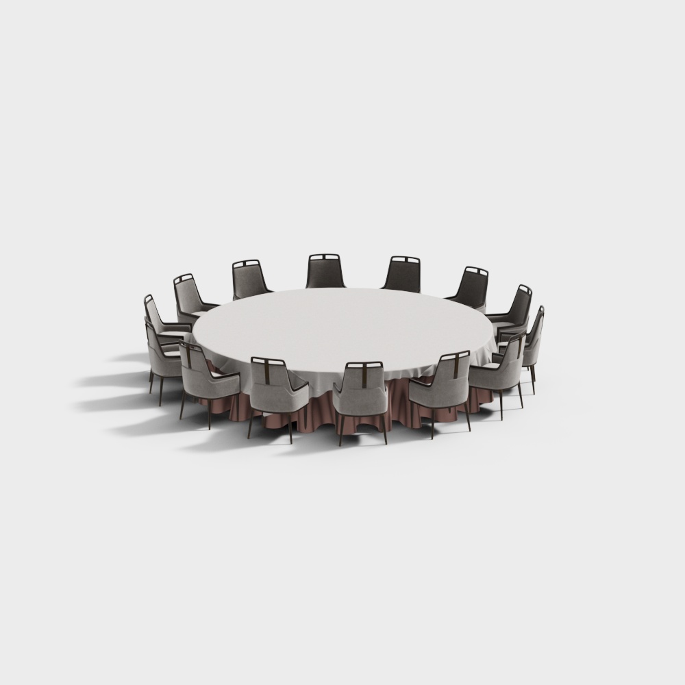 Round dining table and chairs set for multiple people in private room