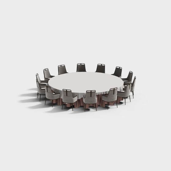 Elegant Round Meeting Table and Chairs 3D model