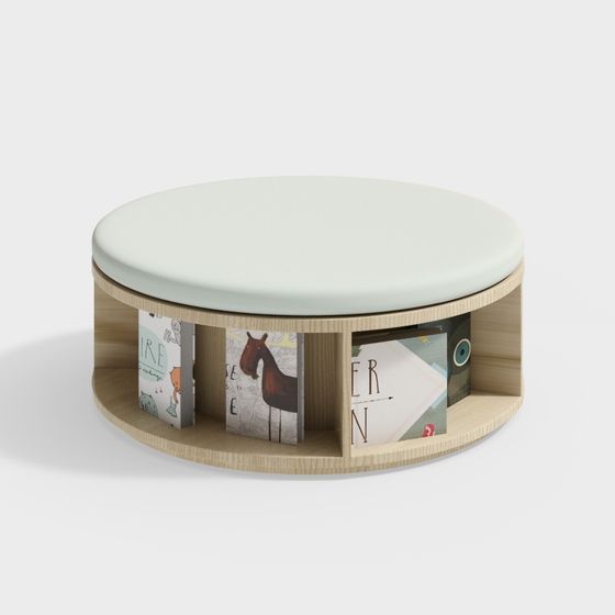 Stylish Round Storage Stool 3D model for Modern Interiors