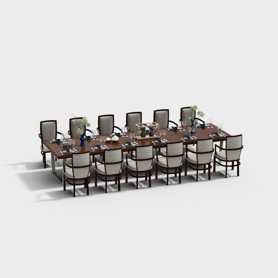 Elegant Grand Dining Set 3D model