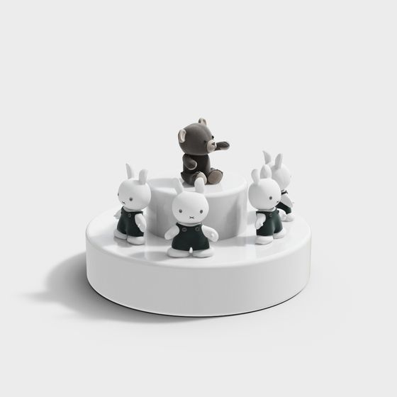 Charming Bear and Rabbit 3D model