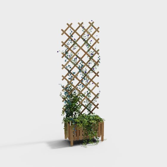 Vibrant Wooden Garden Trellis 3D model