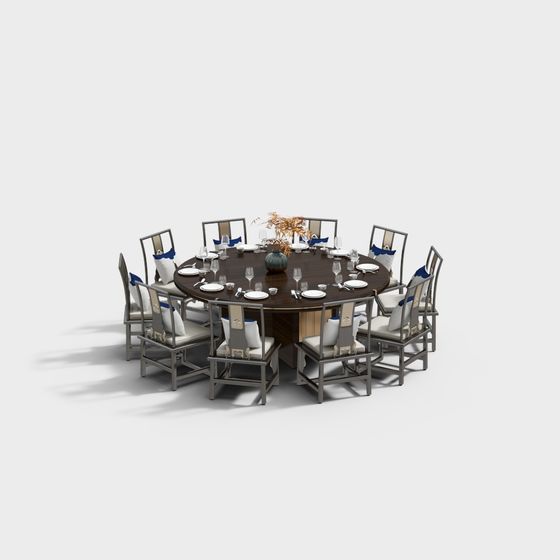 Elegant Round Dining Table 3D model