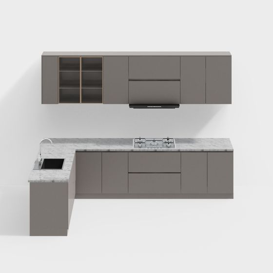 Modern Minimalist Kitchen 3D model Design