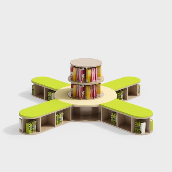 Stylish Low Poly Bookshelf 3D model for Modern Design