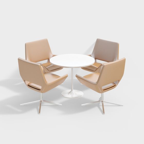 Chic Round Table and Four Chairs 3D model