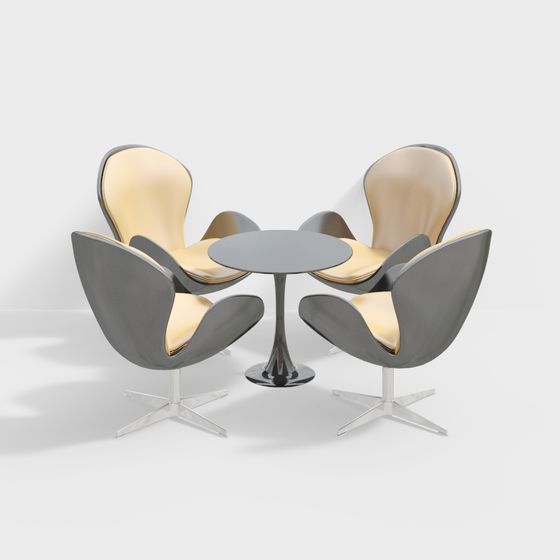 Elegant Petal Chair and Round Table Set 3D model