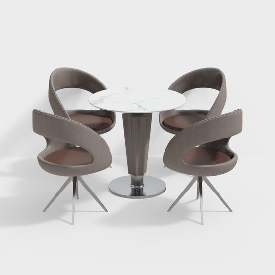 Urban Corner Dining Table and Chairs Set 3D model