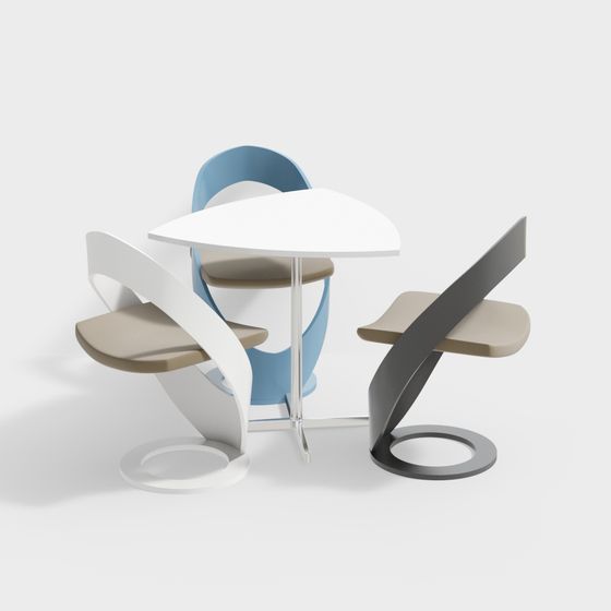 Sleek Dining Table and Chair Set 3D model