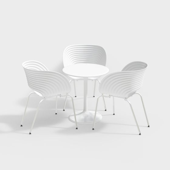 Sleek Dining Table and Chair Set 3D model