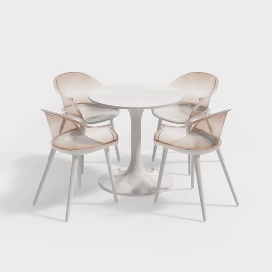 Modern Minimalist Low-Poly Dining Table and Chair Set 3D model
