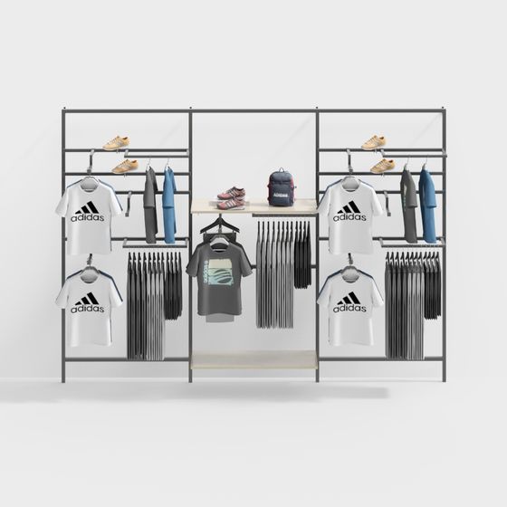 Low-Poly High-Detail 3D Clothing Display Rack Model