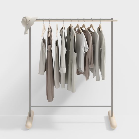 Elegant Low-Poly Clothing Rack 3D model